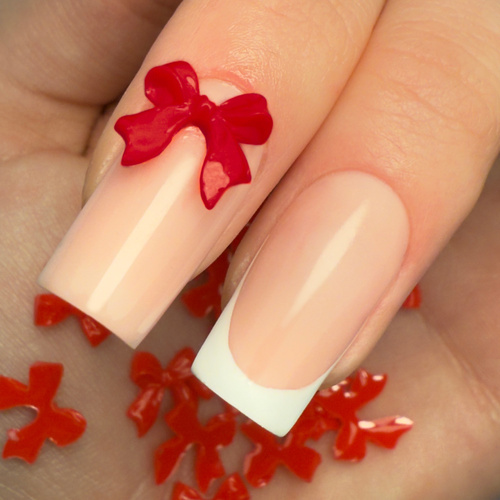 Molly Nails 3D red bow nail decorations, 100 pcs