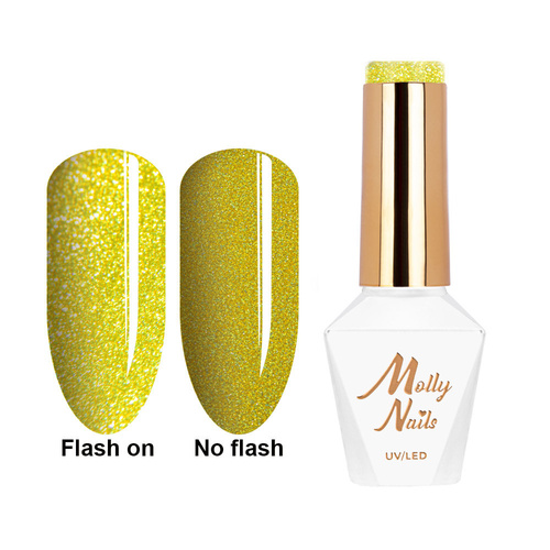 5 + 1 gratis. Esmalte híbrido Molly Nails Flashing Lights Neon Endless Sun sin HEMA/Di-HEMA, 8 g, n.º 640