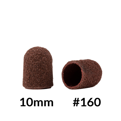 Capuchones abrasivos para pedicura con interior de algodón, 10 mm, grano 160, marrones, AlleMed, 10 unidades