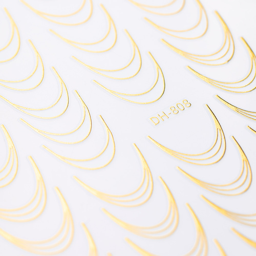 Adhesivos para uñas / French / Línea de sonrisa francesa, MollyNails DH-808 dorado, 39 unidades