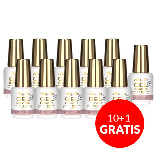 10+1 безкоштовно Гель для нарощування в пляшці з пензликом Gel in Bottle Molly Nails Pro Salon Coffee Blush без HEMA/Di-HEMA, 15 г