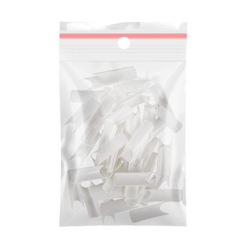 White tips without pockets, size 9, 60 pieces.