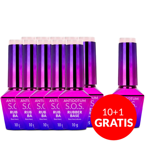 10 + 1 gratis: Kautschukbasis für flexible Nägel S.O.S. Antidotum Molly Nails Powder Pink 10 g