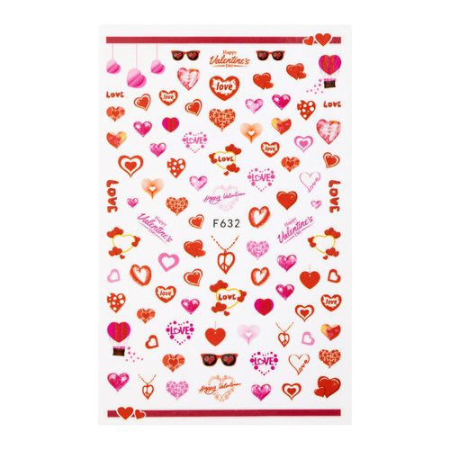 Adesivi per unghie con cuori di San Valentino F632