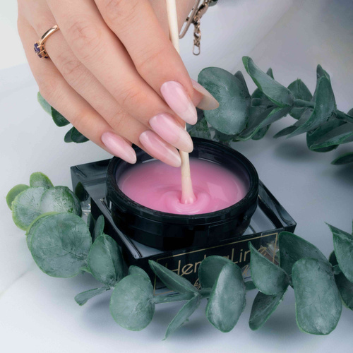 Gel de renforcement pour ongles sans HEMA/Di-HEMA, à l'huile d'arbre à thé MollyLac HerbaLine Sugar Pink par Gosia Kruś, 50 g