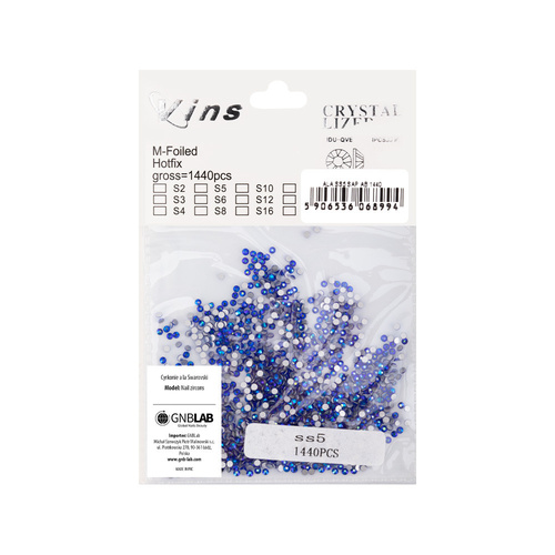 SS5 Sapphire AB glass nail rhinestones, approx. 1440 pcs per pack