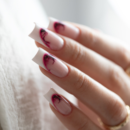 Self-adhesive nail stickers 5D/French/French smile line 20 pcs pink SD-2281