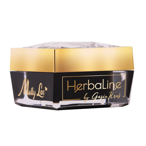Gel de renforcement pour ongles sans HEMA/Di-HEMA, à l'huile d'arbre à thé MollyLac HerbaLine Shiny Flakes by Gosia Kruś 50 g