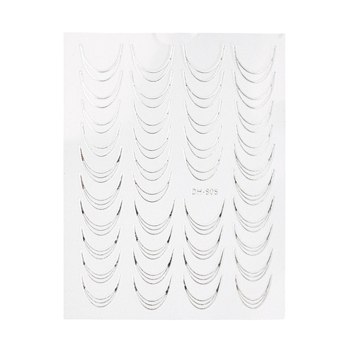 Self-adhesive nail stickers/ French/ French smile line 39 pcs silver DH-808 MollyNails