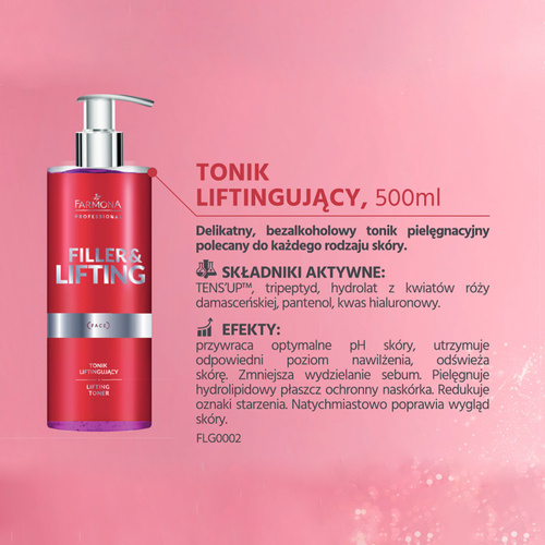 Tonique liftant pour le visage Farmona Filler&amp;Lifting ; 500 ml
