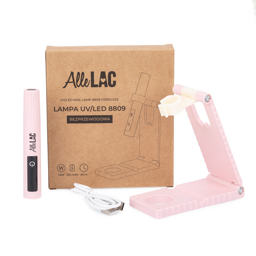 УФ/LED-лампа для нігтів AlleLac потужністю 1,6 Вт для гібридних лаків та гелів, модель 8809, рожева
