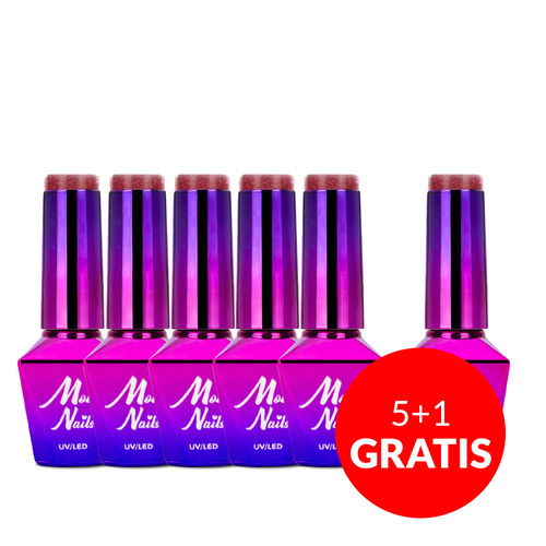 5 + 1 gratuit : Vernis hybride Molly Nails « Bling it on ! Red me now », 8 g, n° 506