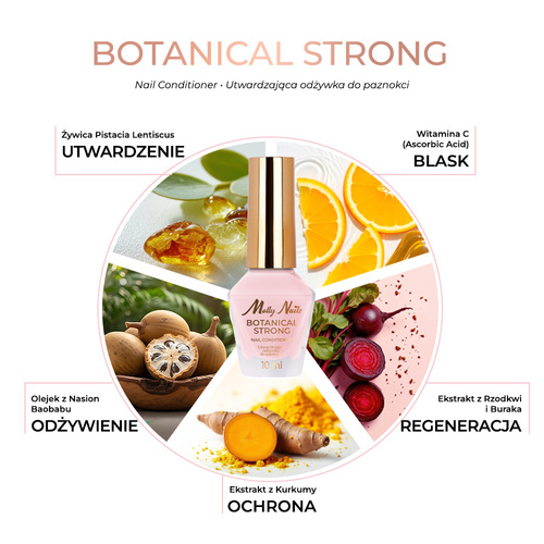 10+1gratis Odżywka ochronna i wzmacniająca 3-Step System Botanical Strong Nail Conditioner MollyNails 10 ml