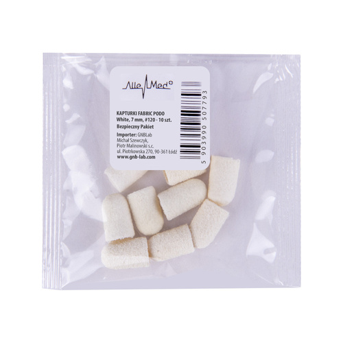 Capuchones para pedicura de 7 mm, grano 120, 10 unidades, Fabric Podo AlleMed, blanco