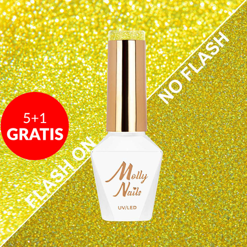 5+1 gratis Smalto ibrido MollyNails Flashing Lights Neon Endless Sun senza HEMA/Di-HEMA 8 g n. 640