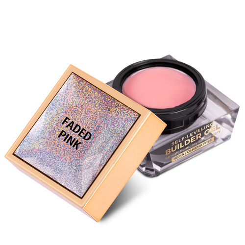 Gel de construction auto-nivelant, dur, de densité moyenne, MollyNails Faded Pink, sans HEMA/Di-HEMA, 50 g