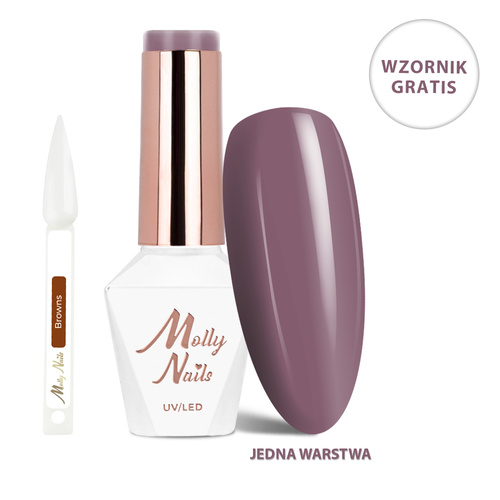 Lakier hybrydowy LED/UV Gel Polish Business Class Nr 317 Deep Taupe MollyNails HEMA/Di-HEMA Free 8g+ Wzornik Browns GRATIS