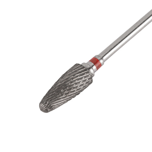 Fresa in carburo con punta conica rotonda, rossa, a taglio delicato