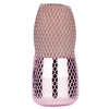 Dust and powder brush with metallic pink handle