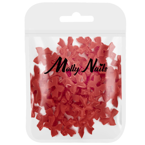 Ozdoby do paznokci kokardki 3D Molly Nails czerwone 100 szt