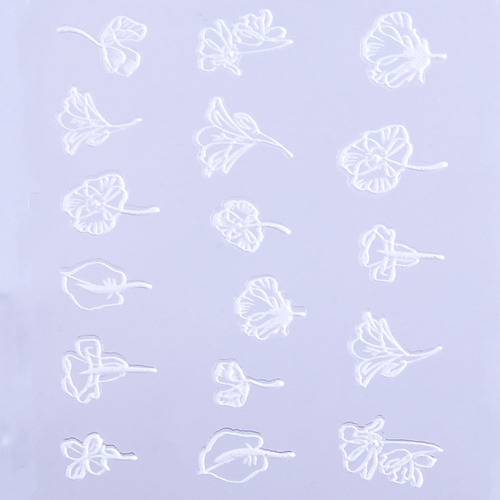 5D-Schmuckaufkleber, selbstklebende, gewölbte Acrylblumen ZD3075, weiß