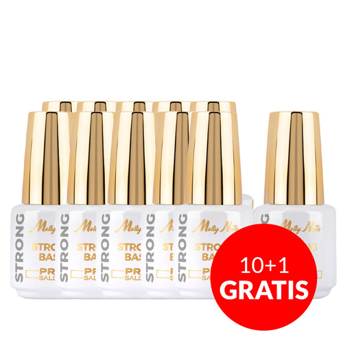10+1gratis Baza hybrydowa Strong Base Pro Salon Molly Nails HEMA/Di-HEMA Free 15g