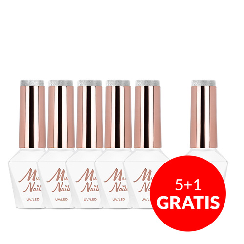 5+1gratis Magnetyczny lakier hybrydowy z efektem kociego oka Cat Eye Crystal Water MollyNails HEMA/Di-HEMA Free 8g Nr 162