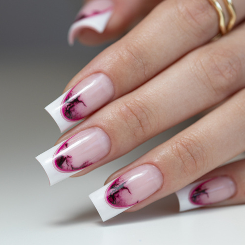 Selbstklebende 5D-Nagelaufkleber / French / Französische Smile-Linie, 20 Stück, rosa, SD-2281