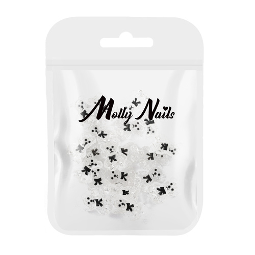 Прикраси для нігтів «Ведмедики» 3D від Molly Nails, прозорі, 20 шт.