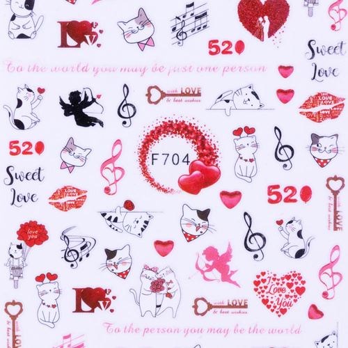 Adesivi per unghie sottili e autoadesivi a tema San Valentino F704
