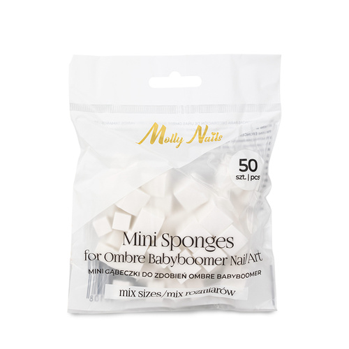 Set de mini esponjas para decoraciones ombré Babyboomer de Molly Nails, mezcla de tamaños, 50 unidades