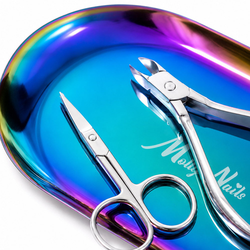 10+1 in omaggio: vassoio ovale in metallo per strumenti MollyNails, arcobaleno