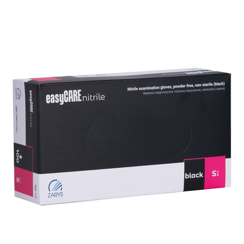 Guantes desechables de nitrilo para diagnóstico y protección Easycare Nitrile Black, talla S, negros, 100 unidades
