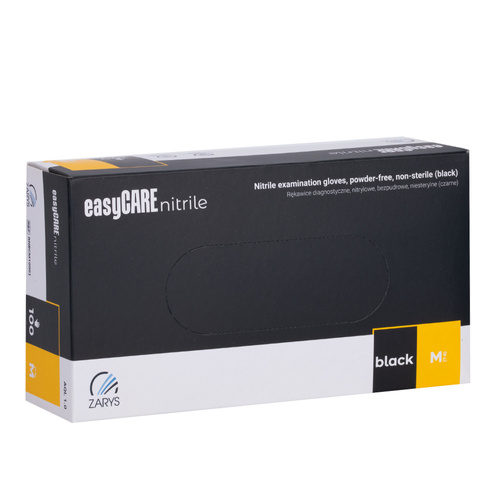 Easycare Black Disposable Nitrile Diagnostic and Protective Gloves, Size M, Black, 100 Count