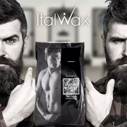 1kg Film wax w dropsach do depilacji dla mężczyzn Italwax Pour Homme Black