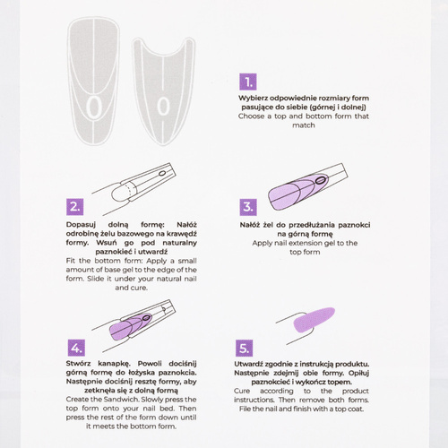 50 pieces of double sandwich nail forms, oval, 15 sizes, 240 pieces