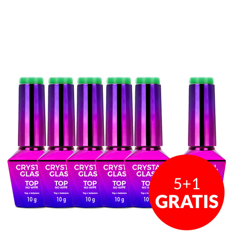 5+1 gratis: Farbiges Topcoat ohne Abwischen – Crystal Glass Molly Nails Green (HEMA/Di-HEMA-frei) 10 g