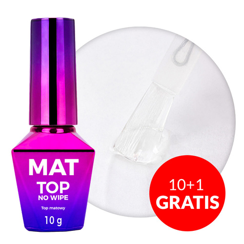 10 + 1 gratis: Mat Top MollyNails, capa superior mate sin necesidad de limpiar, sin enjuague, sin HEMA ni Di-HEMA, transparente, 10 g