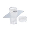Silicone stamp for transparent plates + scraper + protective cap