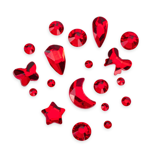 Adornos para uñas MollyNails: cristales de color rojo surtidos, 150 unidades