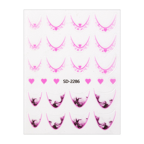 Autocollants pour ongles 5D / French / Ligne du sourire française, 20 pièces, rose clair SD-2286