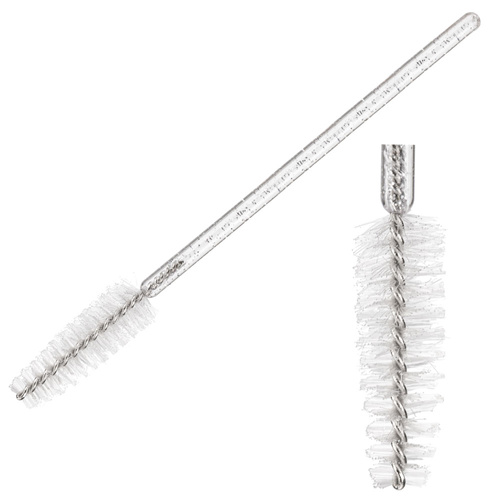 Cepillo para pestañas de nailon blanco - varilla transparente/negra, 50 unidades