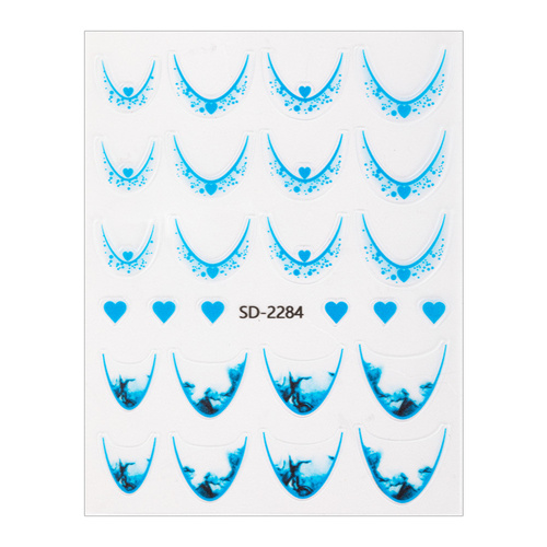 Selbstklebende 5D-Nagelaufkleber / French / Französische Smile-Linie, 20 Stück, blau, SD-2284