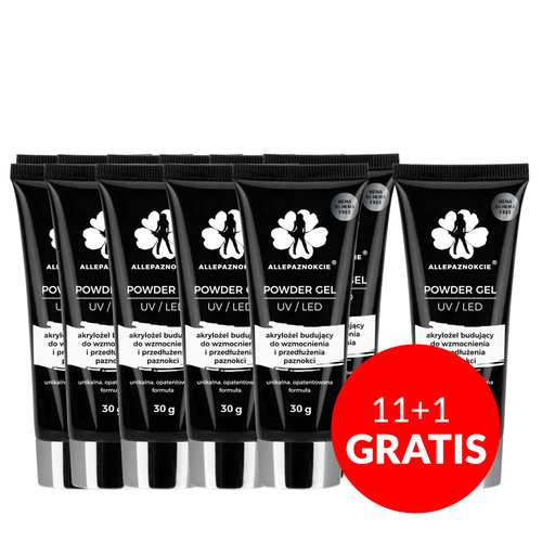11 + 1 gratis: Allepaznokcie Acrylgel-Powder, HEMA/Di-HEMA-frei, Weiß, 30 g