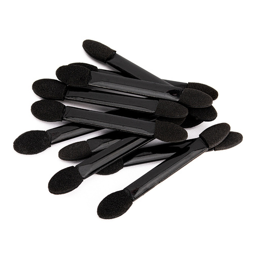 Double-sided puppet applicator for powders and shadows, black, 6.2 cm, 10 pcs