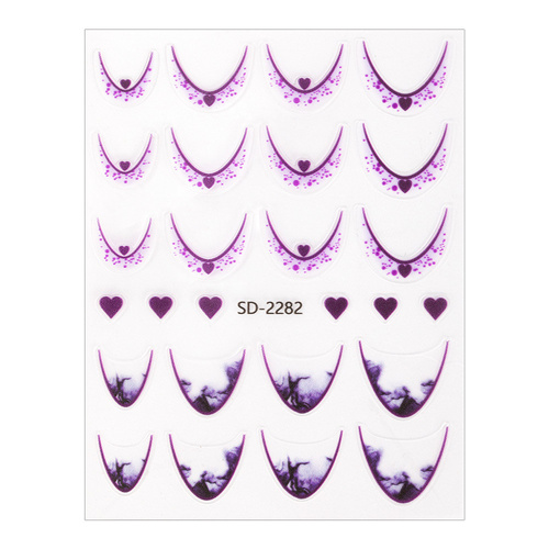 Selbstklebende 5D-Nagelaufkleber / French / Französische Smile-Linie, 20 Stück, lila, SD-2282