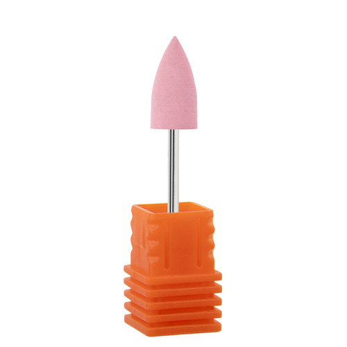 Fraise en caoutchouc rose à motif flamme, tige argentée G1020K