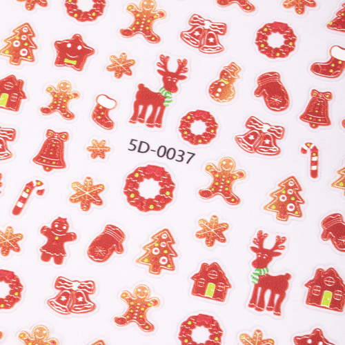 Autocollants 3D pour ongles, motif de Noël, 5D-0037