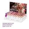Набір із 55 штук: 45 гібридних лаків MollyNails The Trend Edit без Hema/di-Hema, 8 г + 5 базових покриттів S.O.S. Fiber Angel Pink, 10 г, 45 шаблонів для паличок, підставка