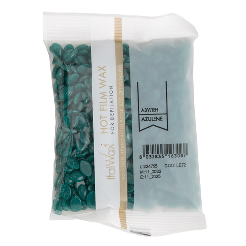 Wosk twardy w dropsach niskotemperaturowy do depilacji bezpaskowej ItalWax Azulen Film Wax 100 g